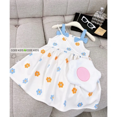 Đầm dây hoa xinh xắn cho bé 12‑33kg kèm túi bông, giảm giá 18% – 129k 7