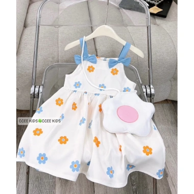 Đầm dây hoa xinh xắn cho bé 12‑33kg kèm túi bông, giảm giá 18% – 129k 8