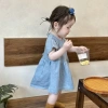 Đầm Denim Bé Gái Sơ Sinh Phong Cách Phương Tây, Mỏng Tay Ngắn, Siêu Đẹp 375k 4