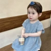 Đầm Denim Bé Gái Sơ Sinh Phong Cách Phương Tây, Mỏng Tay Ngắn, Siêu Đẹp 375k 9