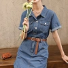Đầm Denim Dáng Chữ A Tay Ngắn B02 - Giá 198.000, Tặng Dây Đai Bó Eo