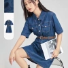 Đầm Denim Dáng Chữ A Tay Ngắn B02 - Giá 198.000, Tặng Dây Đai Bó Eo 2