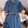 Đầm Denim Dáng Chữ A Tay Ngắn B02 - Giá 198.000, Tặng Dây Đai Bó Eo 6