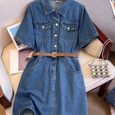Đầm Denim Dáng Chữ A Tay Ngắn B02 - Giá 198.000, Tặng Dây Đai Bó Eo 6 Đầm Denim Dáng Chữ A Tay Ngắn B02 - Giá 198.000, Tặng Dây Đai Bó Eo 6