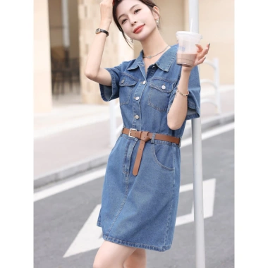 Đầm Denim Dáng Chữ A Tay Ngắn B02 - Giá 198.000, Tặng Dây Đai Bó Eo 7 Đầm Denim Dáng Chữ A Tay Ngắn B02 - Giá 198.000, Tặng Dây Đai Bó Eo 7