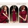 Đầm Đỏ Công Sở Nữ Cổ Trăng Tay Gấp Đính Cúc Dáng Dài - Giảm Giá 529k, Phong Cách Chuyên Nghiệp, Điểm Nhấn Sang Trọng 3