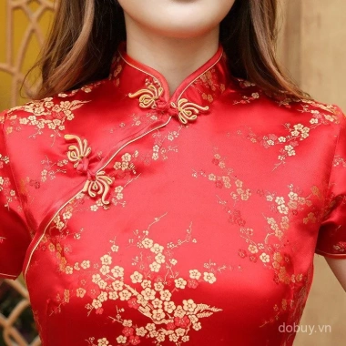 Đầm đỏ hoa mận tay ngắn phong cách sườn xám bánh mì nướng, giảm còn 638.285 VND, hoàn hảo cho tiệc cưới 5 Đầm đỏ hoa mận tay ngắn phong cách sườn xám bánh mì nướng, giảm còn 638.285 VND, hoàn hảo cho tiệc cưới 5