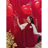 Đầm đỏ tay lở chụp hình Tết sang chảnh DH STUDIO giảm giá 199k rực rỡ đầu năm 3