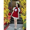 Đầm đỏ tay lở chụp hình Tết sang chảnh DH STUDIO giảm giá 199k rực rỡ đầu năm 6