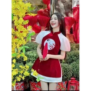 Đầm đỏ tay lở chụp hình Tết sang chảnh DH STUDIO giảm giá 199k rực rỡ đầu năm 7