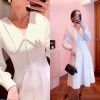Đầm dự tiệc cổ vest tay dài, váy tết phong cách Hàn Quốc - Giá chỉ 133k