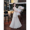Đầm dự tiệc cổ yếm ren hoa, lưới xòe bồng Runam – Thiết kế bay bổng, sang trọng, không cườm cổ, giá 140k JUDINO 2
