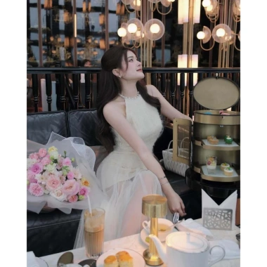Đầm dự tiệc cổ yếm ren hoa, lưới xòe bồng Runam – Thiết kế bay bổng, sang trọng, không cườm cổ, giá 140k JUDINO 3