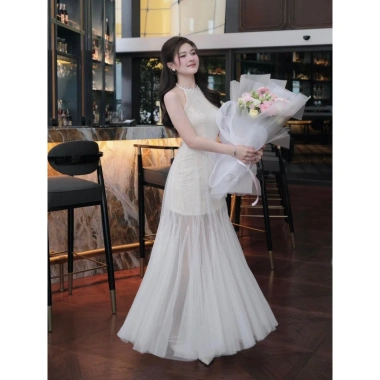 Đầm dự tiệc cổ yếm ren hoa, lưới xòe bồng Runam – Thiết kế bay bổng, sang trọng, không cườm cổ, giá 140k JUDINO 5