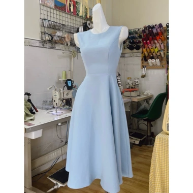 Đầm dự tiệc công sở KOCHY D39 cổ tròn dáng xoè, thanh lịch, size S‑L, giảm giá 349k