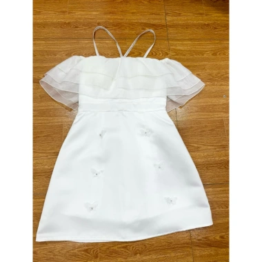 Đầm dự tiệc Tacta trễ vai phối bèo tơ nến 3 tầng công chúa, dây đính đá 187.500đ
