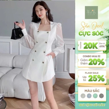 Đầm dự tiệc tay dài dáng A - Tiệc, công sở, du lịch, chỉ 199k