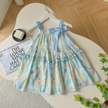 Đầm hoa bé gái 2 dây dịu dàng, xinh xắn, giảm giá 186.000đ - Váy dễ thương, mềm mại cho bé