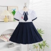 Đầm học sinh bé gái cấp 1 xếp ly mềm mịn, dây cột tiện lợi - đồng phục tiểu học giá ưu đãi 126k 7