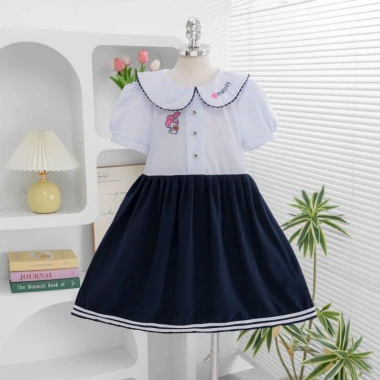 Đầm học sinh bé gái cấp 1 xếp ly mềm mịn, dây cột tiện lợi - đồng phục tiểu học giá ưu đãi 126k 14