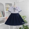 Đầm học sinh bé gái cấp 1 xếp ly mềm mịn, dây cột tiện lợi - đồng phục tiểu học giá ưu đãi 126k 16