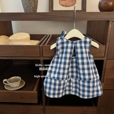 Đầm kẻ sọc không tay Hàn Quốc chữ A ngọt ngào, preppy, thoáng khí mùa hè 229k Đầm kẻ sọc không tay Hàn Quốc chữ A ngọt ngào, preppy, thoáng khí mùa hè 229k