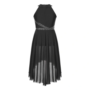 Đầm Khiêu Vũ Latin Bé Gái 6-16 Năm Không Tay Lấp Lánh Kim Cương Ruched Leotard – Phong Cách Hiện Đại
