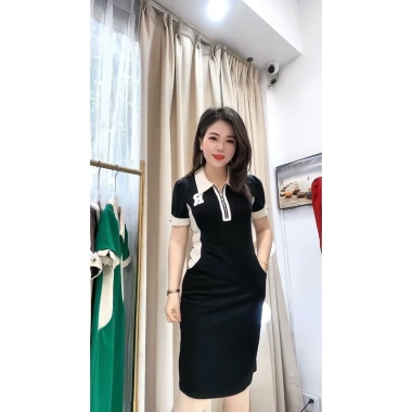 Đầm khoá ngắn cổ bẻ dáng công sở - Thiết kế thanh lịch, giảm giá 18% chỉ 370k