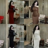Đầm Lệch Vai Ôm Dáng Dài Gochic - Thun Tăm Co Dãn, Mềm Mại, Giá ưu đãi 219k 8