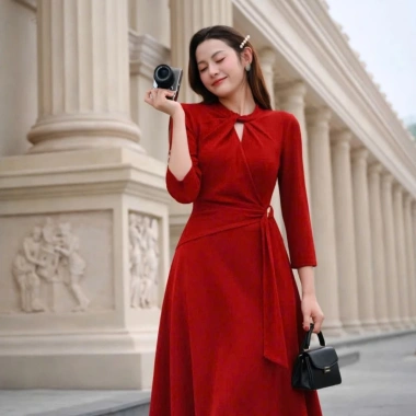 Đầm len công sở dáng dài cổ tròn Orchid - Giá ưu đãi 667.500 VND, ấm áp, lịch sự 4