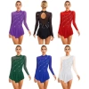 Đầm Leotard Nữ Trượt Băng Nyeemya - Kim Cương Giả Lấp Lánh, Sheer Lưới Dài Tay, 557k