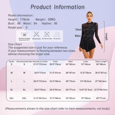 Đầm Leotard Nữ Trượt Băng Nyeemya - Kim Cương Giả Lấp Lánh, Sheer Lưới Dài Tay, 557k 2