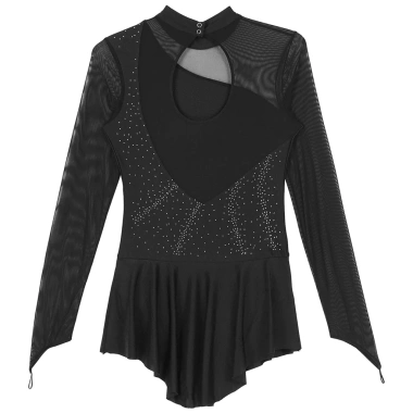 Đầm Leotard Nữ Trượt Băng Nyeemya - Kim Cương Giả Lấp Lánh, Sheer Lưới Dài Tay, 557k 4