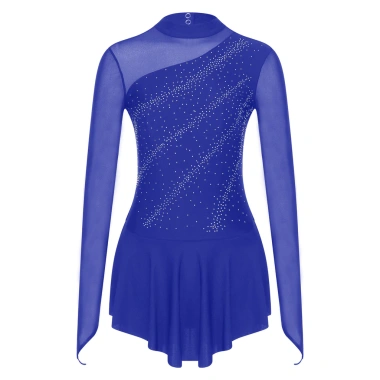 Đầm Leotard Nữ Trượt Băng Nyeemya - Kim Cương Giả Lấp Lánh, Sheer Lưới Dài Tay, 557k 6