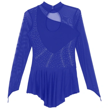 Đầm Leotard Nữ Trượt Băng Nyeemya - Kim Cương Giả Lấp Lánh, Sheer Lưới Dài Tay, 557k 7