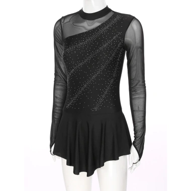 Đầm Leotard Nữ Trượt Băng Nyeemya - Kim Cương Giả Lấp Lánh, Sheer Lưới Dài Tay, 557k 8