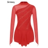 Đầm Leotard Nữ Trượt Băng Nyeemya - Kim Cương Giả Lấp Lánh, Sheer Lưới Dài Tay, 557k 9
