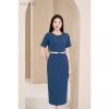 Đầm liền công sở LALULILL ôm bút chì, cổ tròn, tay cộc, chất liệu tuýt xi co giãn 459.000₫
