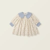 Đầm liền dài tay bé gái 3-8 tuổi phong cách Pháp mùa thu đông, cotton mềm mịn, dễ mặc, giá ưu đãi 215k 2