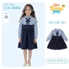 Đầm liền dài tay bé gái Nhà Bông Kids - Váy sơ mi phong cách học sinh, nơ tháo rời, sang chảnh - Giá chỉ 199.000đ