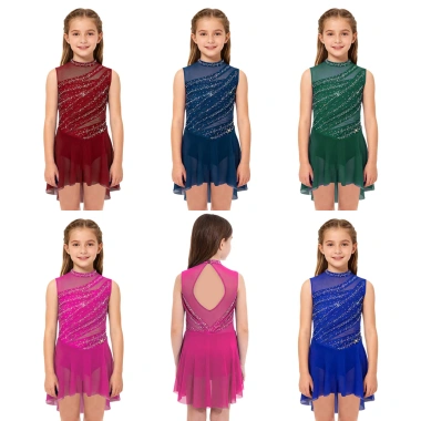 Đầm Lyrical bé gái Nyeemya không tay, lưới, kim cương giả sáng bóng 525.960₫