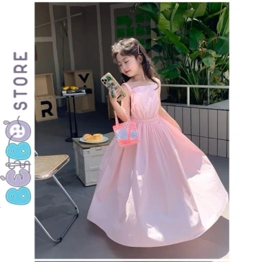 Đầm maxi bé gái hai dây hở lưng - Công chúa hồng nhạt đáng yêu, giá ưu đãi 125k 2