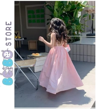 Đầm maxi bé gái hai dây hở lưng - Công chúa hồng nhạt đáng yêu, giá ưu đãi 125k 6