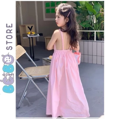 Đầm maxi bé gái hai dây hở lưng - Công chúa hồng nhạt đáng yêu, giá ưu đãi 125k 7
