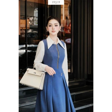 Đầm Maxi Công Sở Thanh Lịch JOLIE Ghile Xếp Ly Tôn Dáng Phối Áo Sơ Mi - 569k