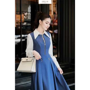 Đầm Maxi Công Sở Thanh Lịch JOLIE Ghile Xếp Ly Tôn Dáng Phối Áo Sơ Mi - 569k
