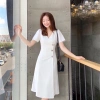 Đầm maxi dài tay cổ V 3 nút gỗ tôn dáng 4 màu - Siêu nhẹ, giá ưu đãi 148k 8
