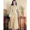 Đầm Maxi tay dài ôm họa tiết hoa Hàn Quốc, thời trang nữ mới – Giá chỉ 580.323₫ 5