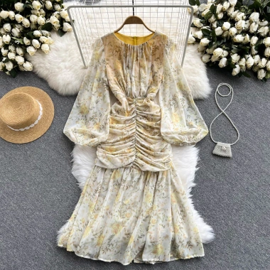Đầm Maxi tay dài ôm họa tiết hoa Hàn Quốc, thời trang nữ mới – Giá chỉ 580.323₫