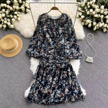 Đầm Maxi tay dài ôm họa tiết hoa Hàn Quốc, thời trang nữ mới – Giá chỉ 580.323₫
